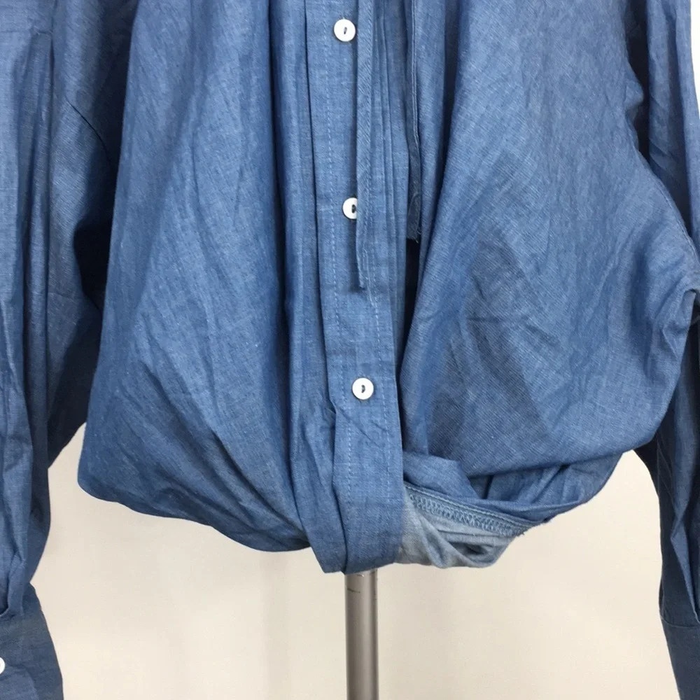 Hayden Blue Chambray‎ Button Down Tie-Waist Shirt M - Picture 5 of 10